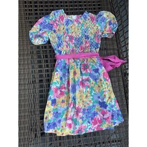 Polly Flinders Vintage Floral Dress Girls Size 7 cotton daisy